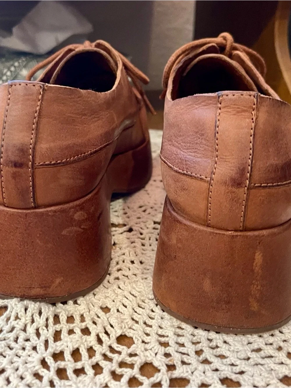 Kork-Ease Tan Leather Fringe Platform Oxfords - Picture 5 of 11